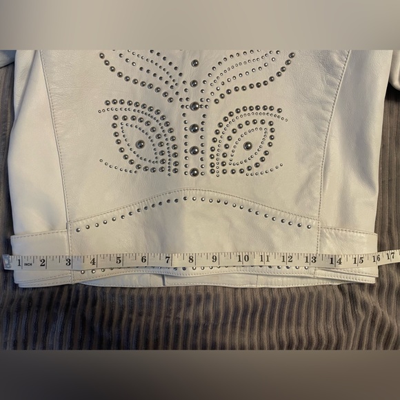 Belle Vere white leather studded moto jacket - Picture 8 of 9